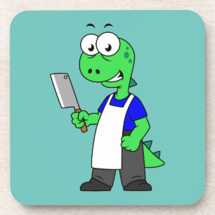 Dessous-de-verre Illustration D'Un Boucher Rex Tyrannosaurus.