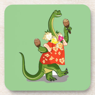 Dessous-de-verre Illustration D'Un Brontosaurus Jouant À Maracas.