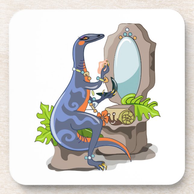 Dessous-de-verre Illustration D'Un Iguanodon Mettant Sur Le Maquill (Devant)