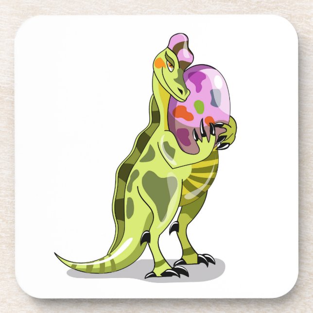 Dessous-de-verre Illustration D'Un Lambéosaure Portant Un Oeuf. (Devant)