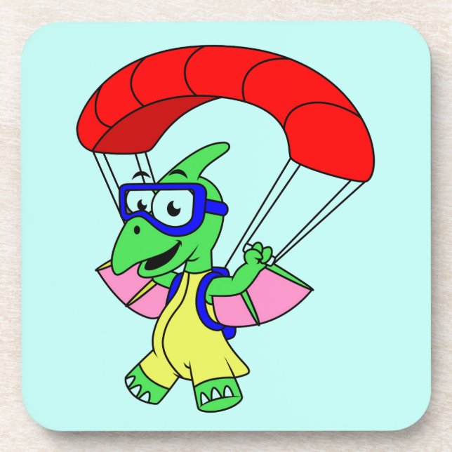 Dessous-de-verre Illustration D'Un Parachutage De Ptérodactyle. (Devant)