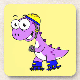 Dessous-de-verre Illustration D'Un Tyrannosaurus Rex De Patinage.
