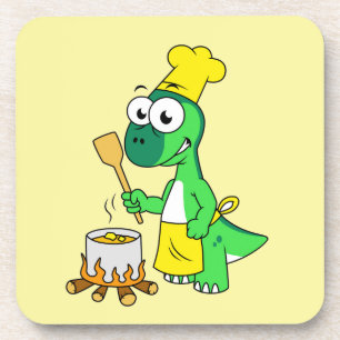 Dessous-de-verre Illustration D'Une Cuisine De Parasaurolophus Dino