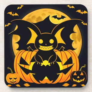 Dessous-de-verre Illustration effrayante d'Halloween avec citrouill