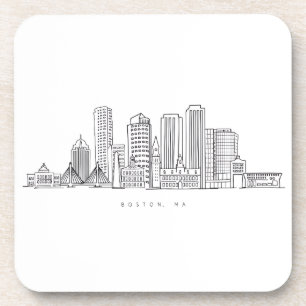 Dessous-de-verre Illustration minimaliste de l'horizon de Boston