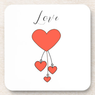 Dessous-de-verre Illustration simple avec coeur écarlate Amour