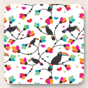 Dessous-de-verre illustration tropicale d'oiseau mignon de toucan