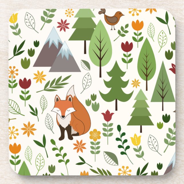 Dessous-de-verre Illustrations de style scandinave sur crème (Devant)