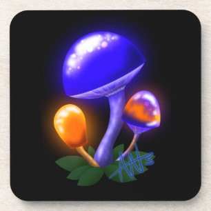 Dessous-de-verre Imaginaire Blancs Dapperling Orange & Champignons 