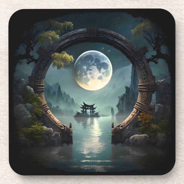 Dessous-de-verre Imaginaire Paysage Lune, Arche ronde Dessous de ve (Devant)