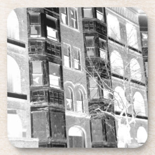 Dessous-de-verre Immeubles d'appartements anciens négatif N&B