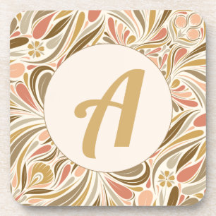 Dessous-de-verre Impression Boho colorée avec Monogramme rétro