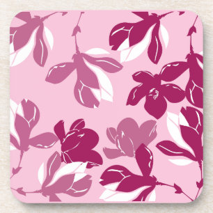 Dessous-de-verre Impression botanique de magnolia rose