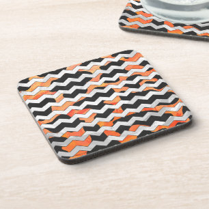 Dessous-de-verre Impression Chevron noir et orange de vache