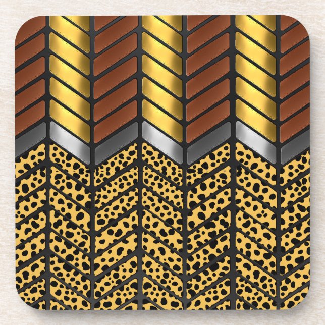 Dessous-de-verre Impression d'animal de guépard à chevron zigzag mo (Devant)