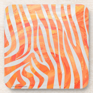 Dessous-de-verre Impression orange et blanche zèbre