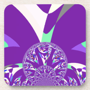 Dessous-de-verre Imprimante d'art bleu rétro Cyan Kaleidoscope