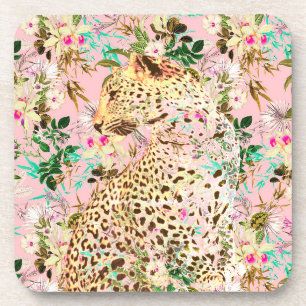Dessous-de-verre Imprimé léopard tropical floral motif hawaïen