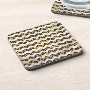 Dessous-de-verre Imprimerie Leopard Brown et jaune Cevron