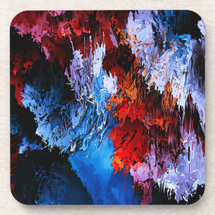 Dessous-de-verre Inferno réfrigéré Bleu Rouge Art Abstrait contempo