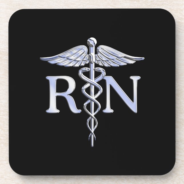 Dessous-de-verre Infirmière inscrite RN Caduceus Snakes Style sur n (Devant)