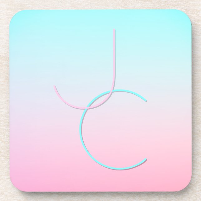 Dessous-de-verre Initiales de chevauchement modernes 2 | Rose turqu (Devant)