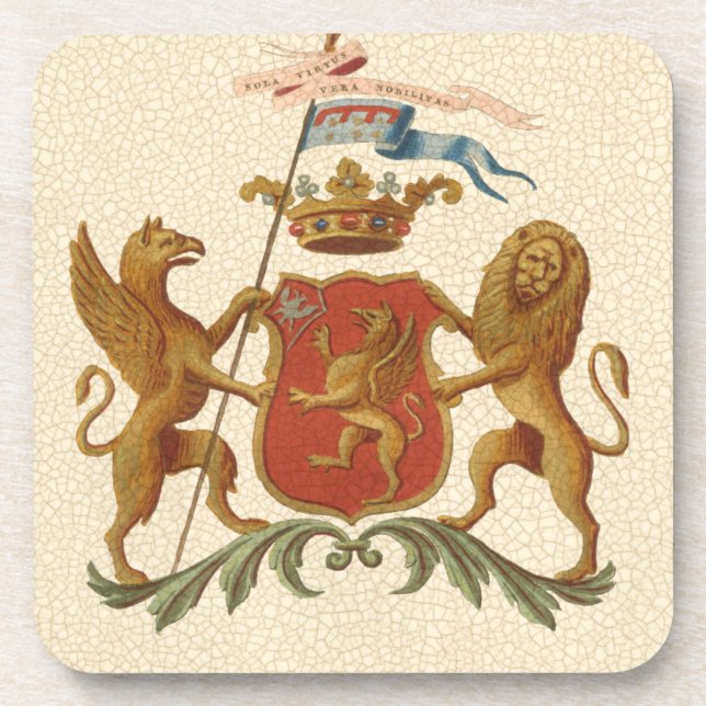 Dessous-de-verre Insigne héraldique avec Griffin et Lion (Devant)