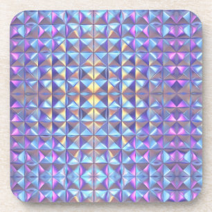 Dessous-de-verre Iridescendance en or, bleu et violet géométrique 2