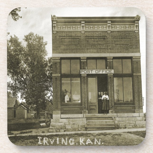 DESSOUS-DE-VERRE IRVING KANSAS POST OFFICE PHOTO MARSHALL COUNT KS (Devant)