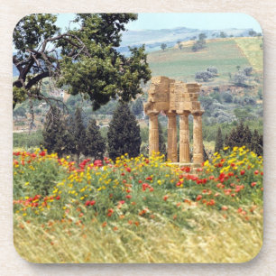 Dessous-de-verre Italie, Sicile, Agrigente. Les ruines de la