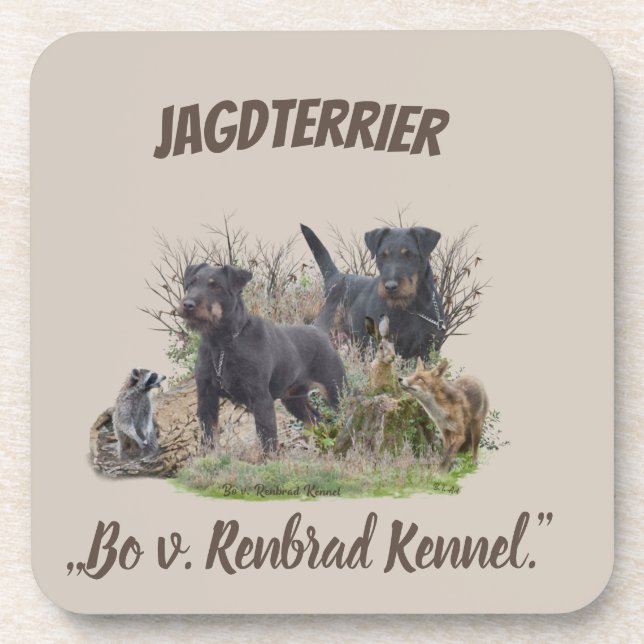 Dessous-de-verre Jagdterrier, Bo c. Renbrad Kennel.'' Sticker Pape (Devant)