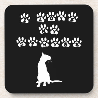 Dessous-de-verre J'Aime Mon Sphynx Blanc