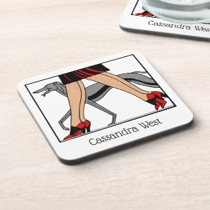 Dessous-de-verre Jambes Art déco femmes Greyhound Whippet Chien R