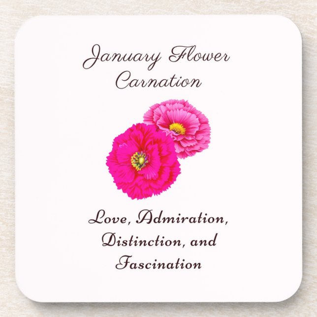 Dessous-de-verre Janvier Mois de naissance Fleur Carnation Élégante (Devant)