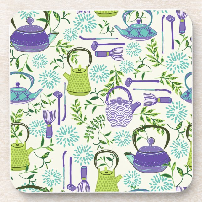 Dessous-de-verre Japanese Green Teapot Design (Devant)