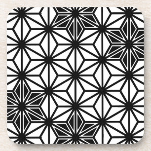 Dessous-de-verre Japonais Asanoha motif - blanc et noir