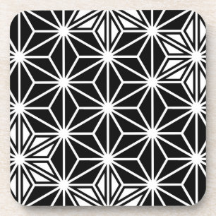 Dessous-de-verre Japonais Asanoha motif - noir et blanc