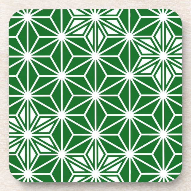 Dessous-de-verre Japonais Asanoha motif - vert pin (Devant)