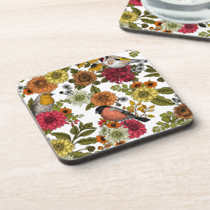 Dessous-de-verre Jardin d'oiseaux et de fleurs 1
