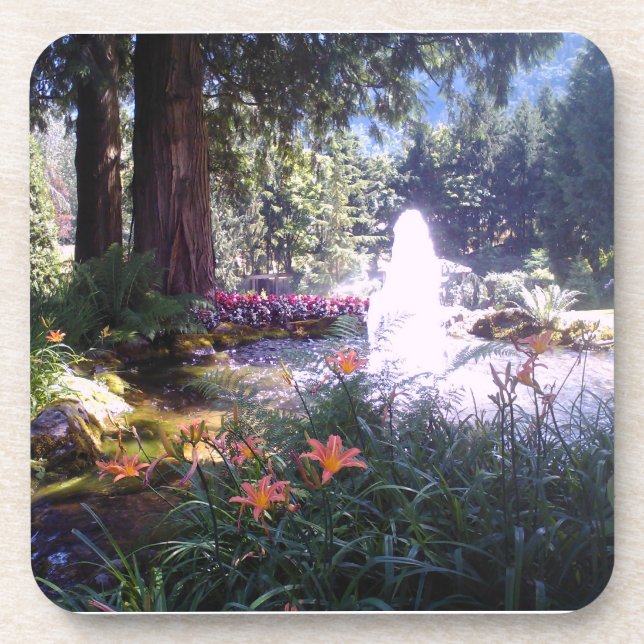 Dessous-de-verre Jardin pittoresque avec Fontaine d'eau (Devant)