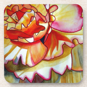 Dessous-de-verre Jaune de la fleur de Begonia aquarelle art origina