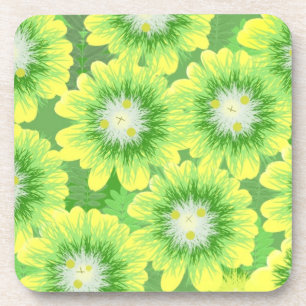 Dessous-de-verre Jaune et floral vert