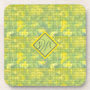 Dessous-de-verre Jaune et vert Abstrait géométrique Monogramme