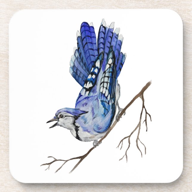 Dessous-de-verre Jay bleu d'oiseau de la forêt (Devant)