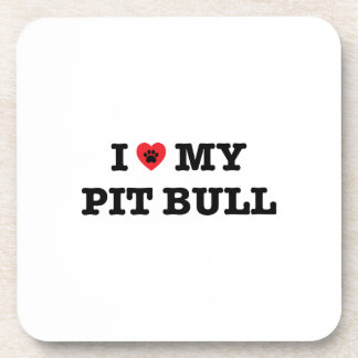 Dessous-de-verre Je Coeur Mon Pit Bull