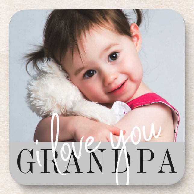 Dessous-de-verre Je T'Aime Grand-Père Photo personnalisée (Devant)