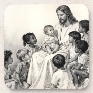 Dessous-de-verre Jésus assis avec des enfants