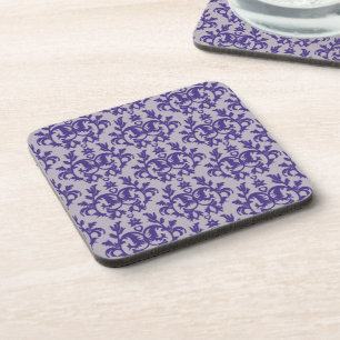 Dessous-de-verre Jeu botanique damassé violet & gris de 6 dessous 