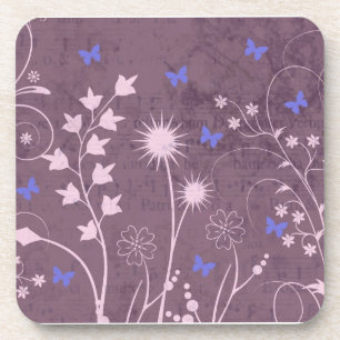 Dessous-de-verre Jeu de fleurs violettes et de papillons de 6 Desso