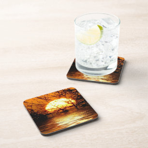 Dessous-de-verre Jeu de réflexion Liquide Sunset d'or 6